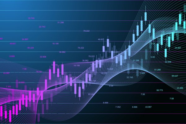 A digital stock market chart going up.